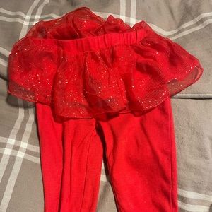 Red ruffled leggings